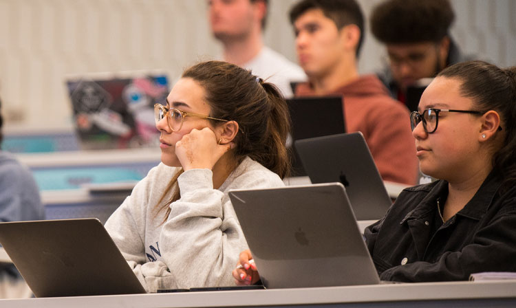 Students listening in a classroom