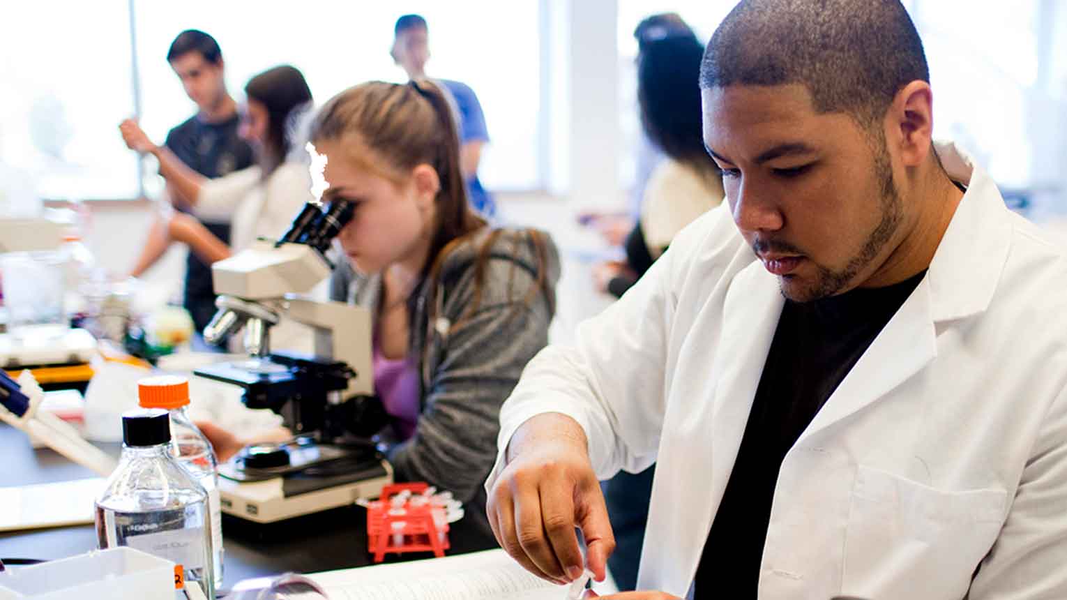 Fairfield University summer science student working a lab.
