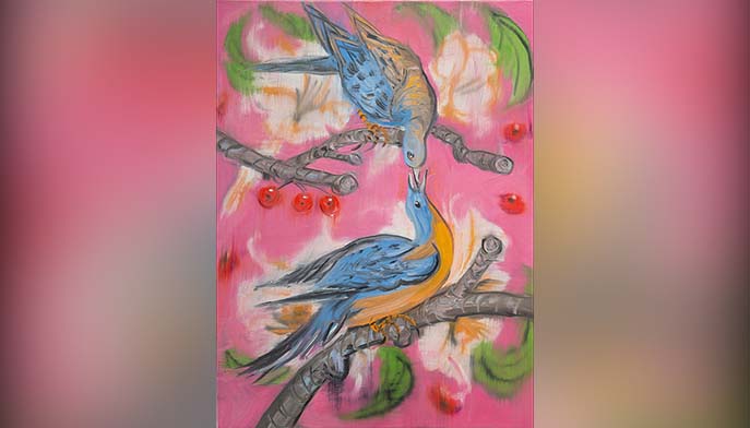 Ann Craven (American, b. 1972), Passenger Pigeons, Again (Extinct, after Audubon), 2019, oil on canvas. 