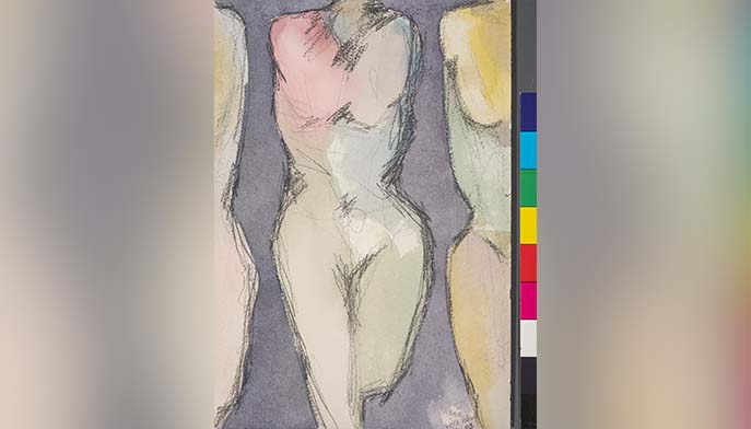 Linda Stein, France Knights (Loire Valley), 2003, watercolor and graphite on paper. Gift of Marcy Syms Eclectic Art Collection, 2022. © Linda Stein