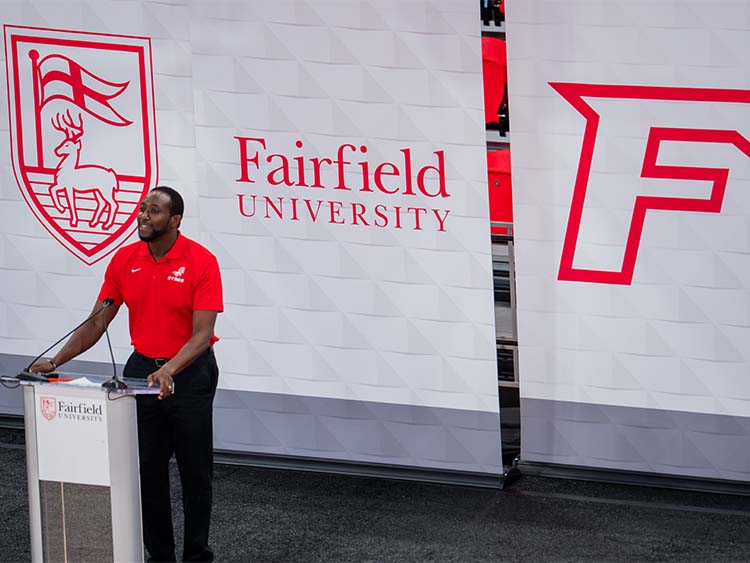 Dean of Students Will Johnson, PhD, kicked off each session's University Welcome at the Leo D. Mahoney Arena.