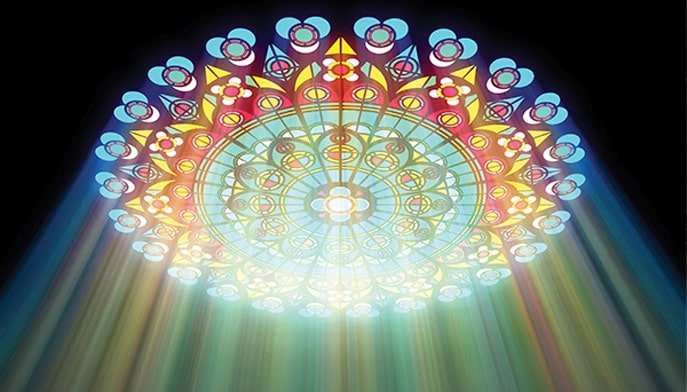 Stained glass ceiling window