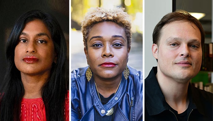Headshots of Vauhini Vara, Margaret Wilkerson Sexton and Garth Greenwell. 