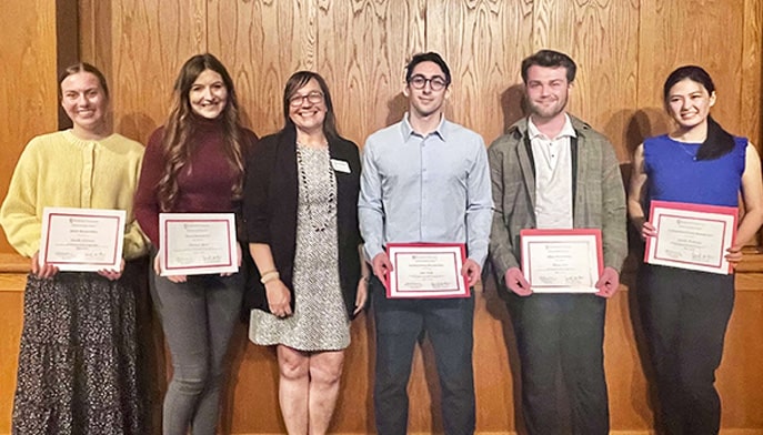 Image of library research prize winners and honorable mentions. 