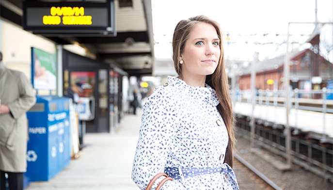 Fairfield student waiting on train platform 