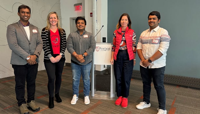 Three graduate students from India started their first semester at the Dolan School of Business.