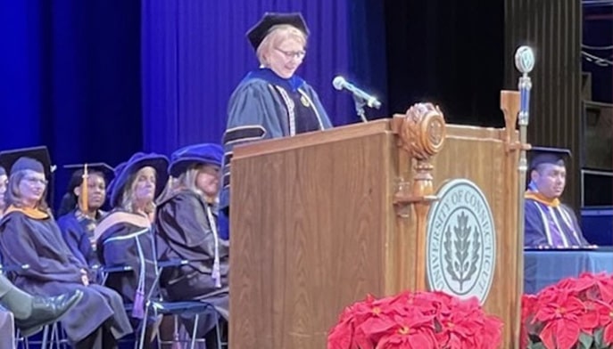 Dr. Sundean at the ceremony in December. 