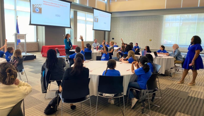 Middlebrook Elementary School students participate in writing and career workshops led by SEHD faculty.