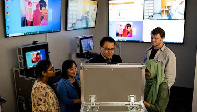 Engineering and computing students conducting research