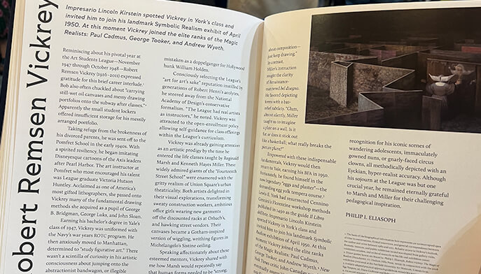 An open book displaying an article focused on a museum, with text and images related to its exhibits and history.