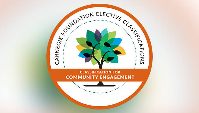Carnegie Community Engagement Classification logo, symbolizing a prestigious national designation recognizing institutions of higher education that demonstrate deep, sustained, and institution-wide commitment to community engagement.