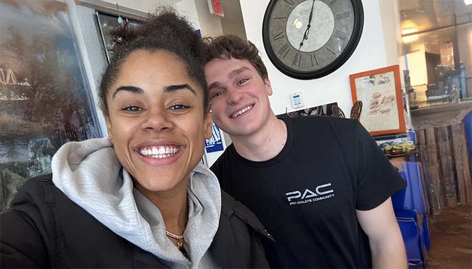 Image of Vanessa L. Bryant and Lanyon Henwood ’25 at the PAC offices