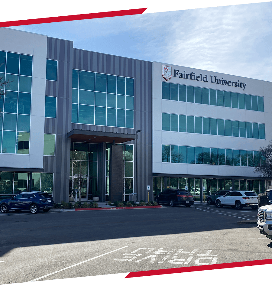 Exterior view of Fairfield University’s non-residential Austin campus is located at 7951 Shoal Creek Boulevard, Austin, TX 78757.