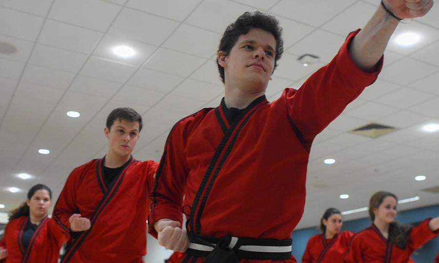 Image of Fairfield University students participating in club sport Martial Arts
