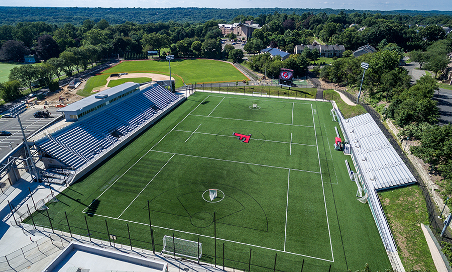 Aerial shot of Fairfield Univesity soccer field