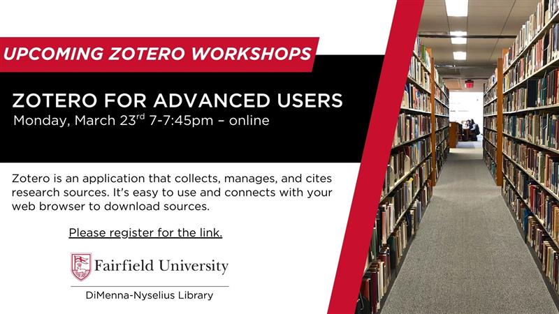 Register for an upcoming workshop and learn how to manage and cite your research sources with Zotero. 