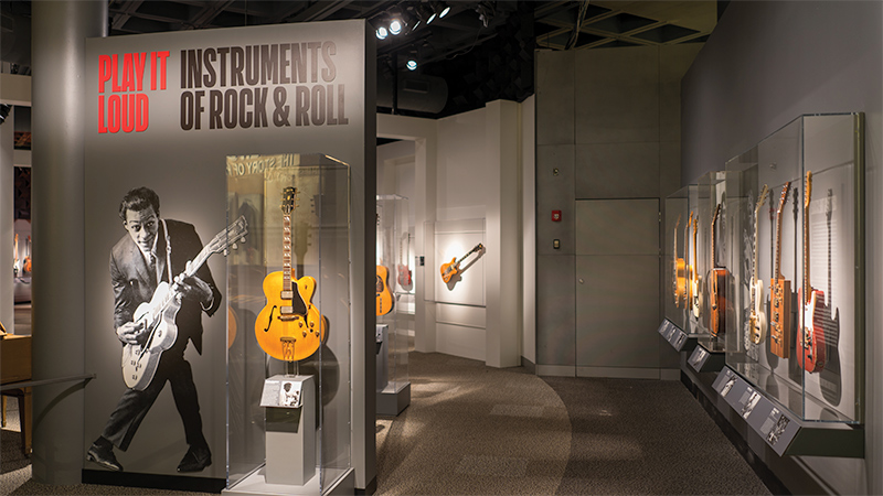 The Rock & Roll Hall of Fame exhibit.