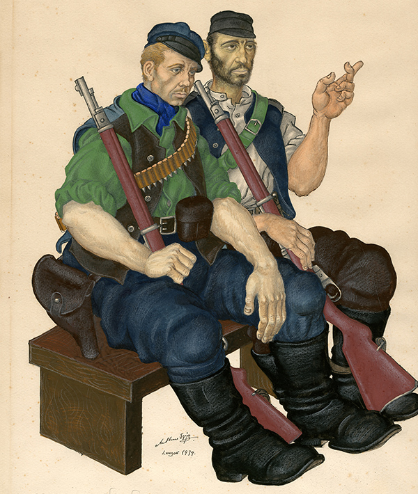 Arthur Szyk, Defenders of Warsaw, 1939, watercolor, gouache, ink, and graphite on paper. Courtesy of Taube Family Arthur Szyk Collection, The Magnes Collection of Jewish Art and Life, University of California, Berkeley.