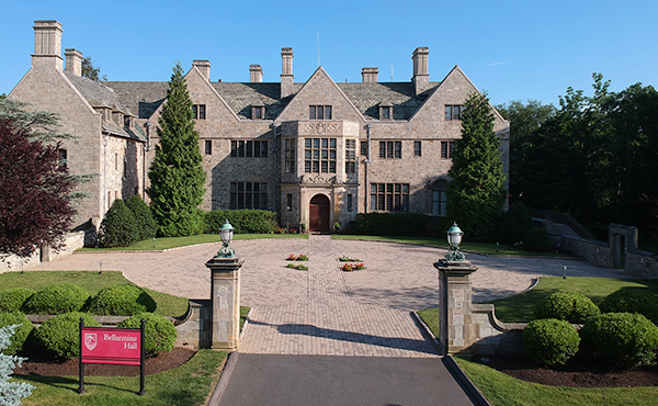 Exterior view of the front of Bellarmine Hall at Fairfield University
