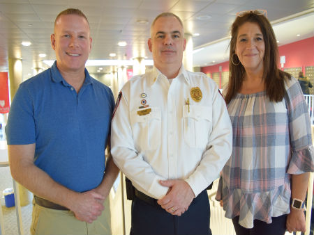Team Training Associates leaders pose with Fairfield University Lt. Rob Didato, Assistant Director of the Department of Public Safety, during a two-day training course for dispatchers on how to respond to active shooter/aggressor situations. [L-R: Daniel Jewiss, Lt. Rob Didato, Theresa Lockwood]