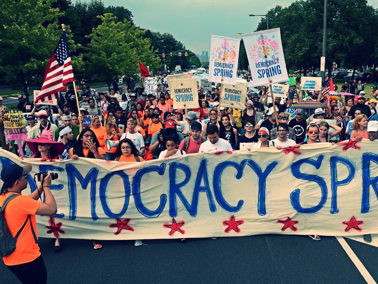 Demonstrators in support of American democracy