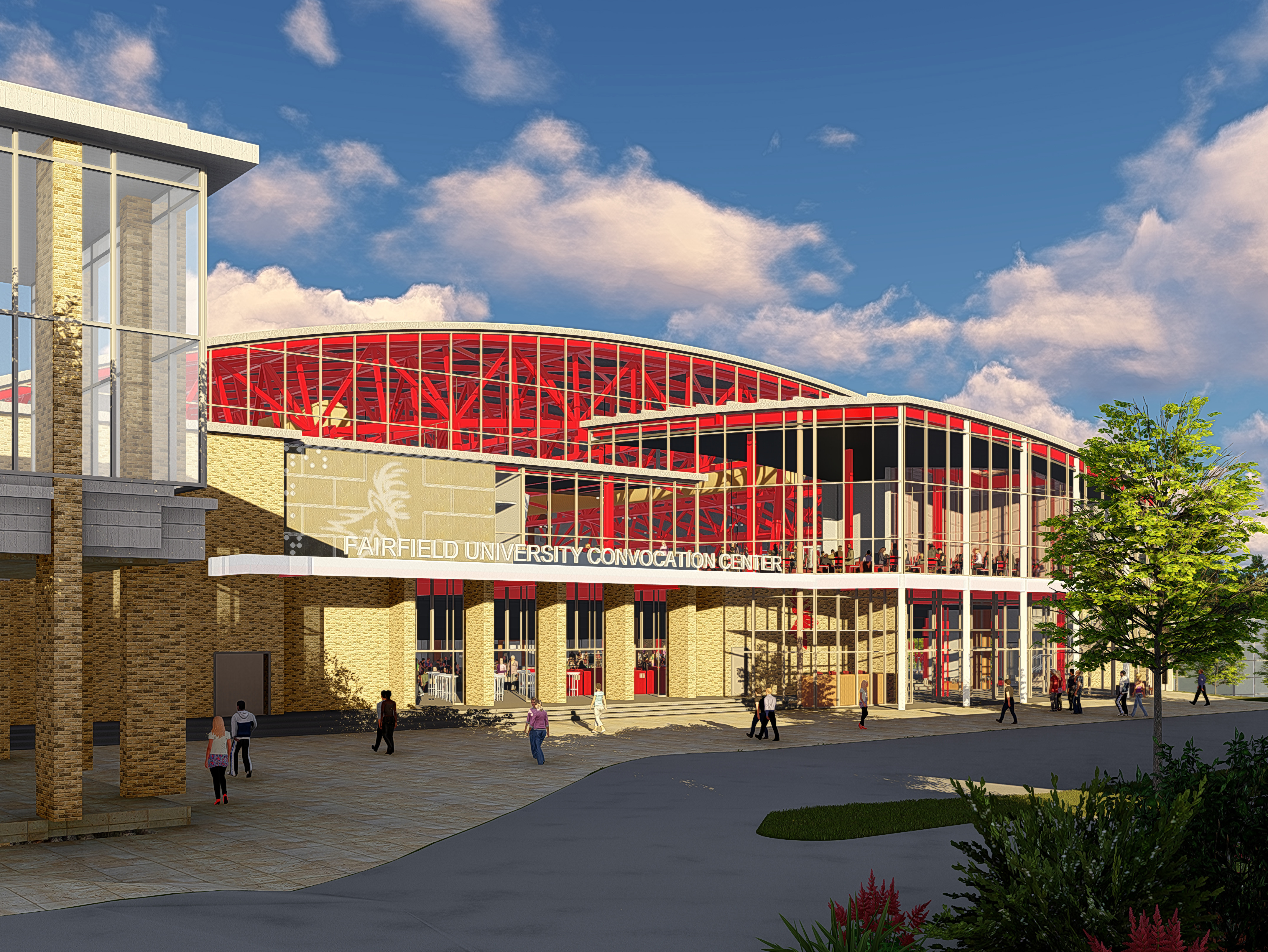 architectural rendering of the new convocation center at fairfield university