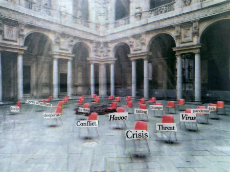 empty chairs at art gallery