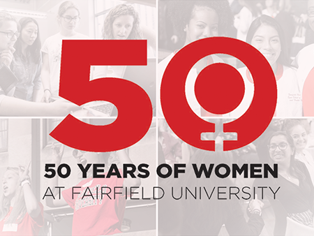 50 Years of Women at Fairfield University graphic