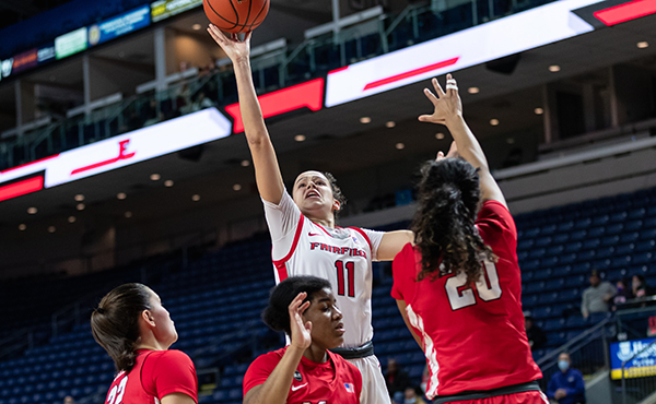 Lou Lopez-Senechal '22 scores two of her 18 points in the Dec. 18 win over Marist at Webster Bank Arena