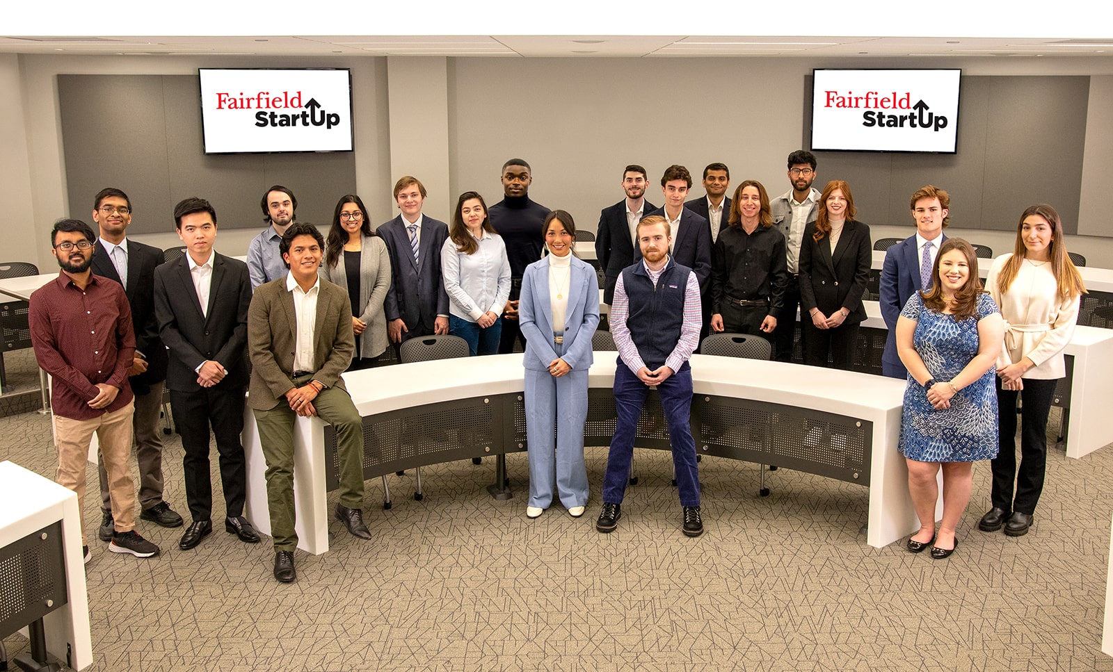 Fairfield University students who make up the various teams for the StartUp Showcase.