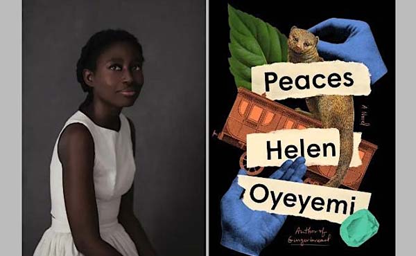 Author Helen Oyeyemi and an image of her book jacket