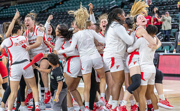 Fairfield Women's Basketball celebrates its most recent MAAC Championship in 2022.