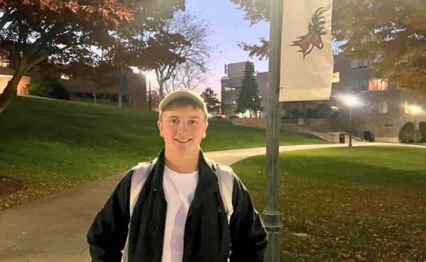 Cian O'Donnell, 2023 Conlisk Scholar in front of Fairfield University.