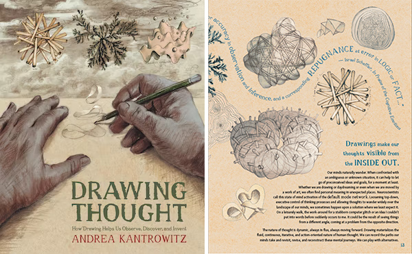 Drawing Thought book jacket and one of the inside pages.