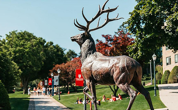 Fairfield University Stag statue located on campus.