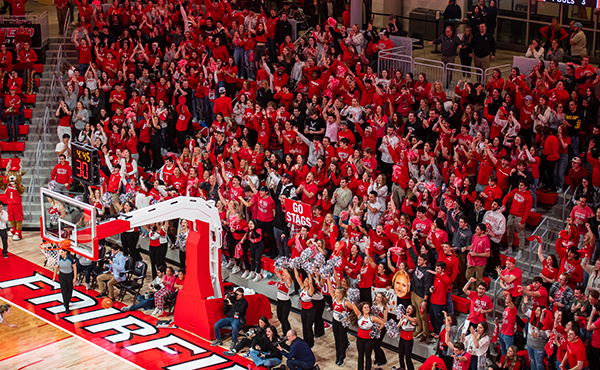 The Mahoney Arena student section at the first-ever game played in the venue on Nov. 18, 2022.