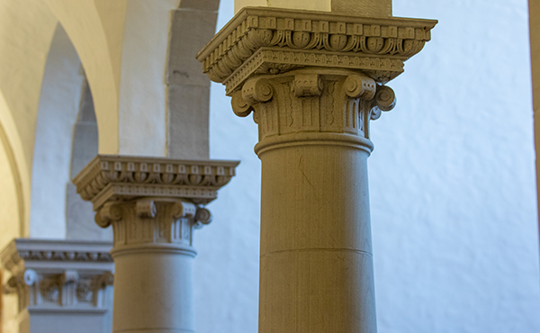 Decorative columns in Bellarmine Hall 