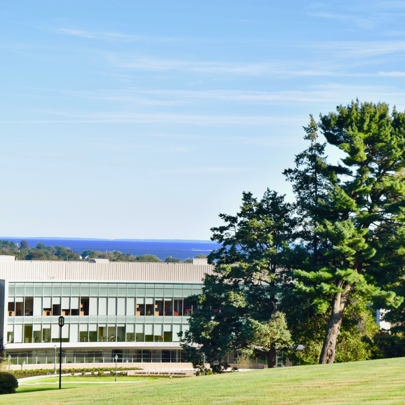 View of Long Island Sound and The Charles F. Dolan School of Business